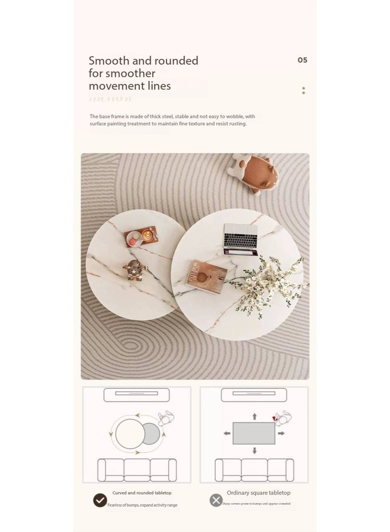 طاولات القهوة المستديرة مجموعة من 2 ، غرفة المعيشة الحديثة طاولة القهوة / طاولة الشاي مع إطار معدني قوي ومظهر خشبي سطح الطاولة ، طاولة جانبية أريكة توفير المساحة / طاولة نهاية للمساحة الصغيرة ، الشقة ، غرفة النوم ، المكتب المنزلي ، السكن ، التجميع السهل (CJ022) - Image 4