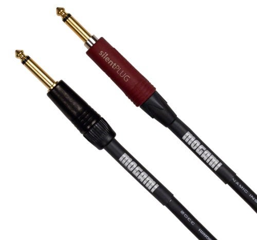 Mogami Platinum GUITAR30 Instrument Cable 14 TS Male Plugs Gold Contacts Straight Connectors with silentPLUG 30 Foot