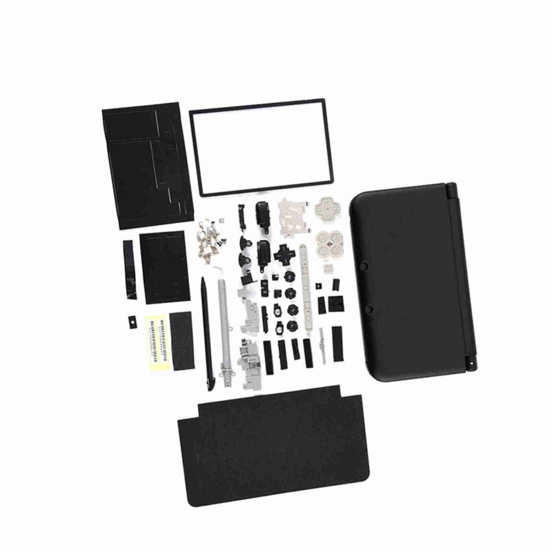 3DS XL Housing Case Cover: Black Superior Plastic Complete Replacement Kit - Durable Full Repair Parts Kit for Nintendo 3DS XL Console Repair - Image 4