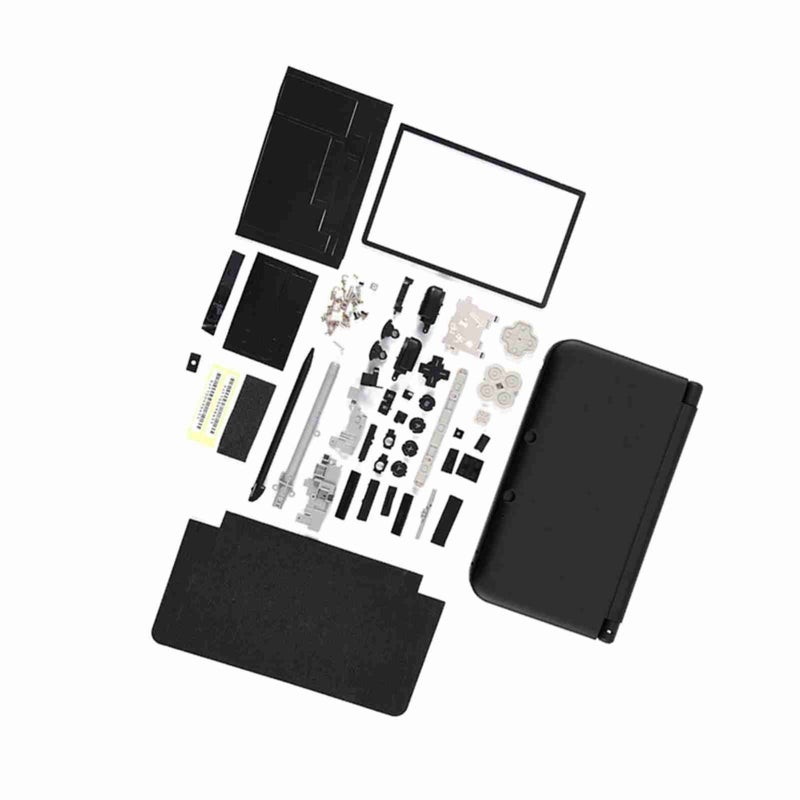 3DS XL Housing Case Cover: Black Superior Plastic Complete Replacement Kit - Durable Full Repair Parts Kit for Nintendo 3DS XL Console Repair - Image 2