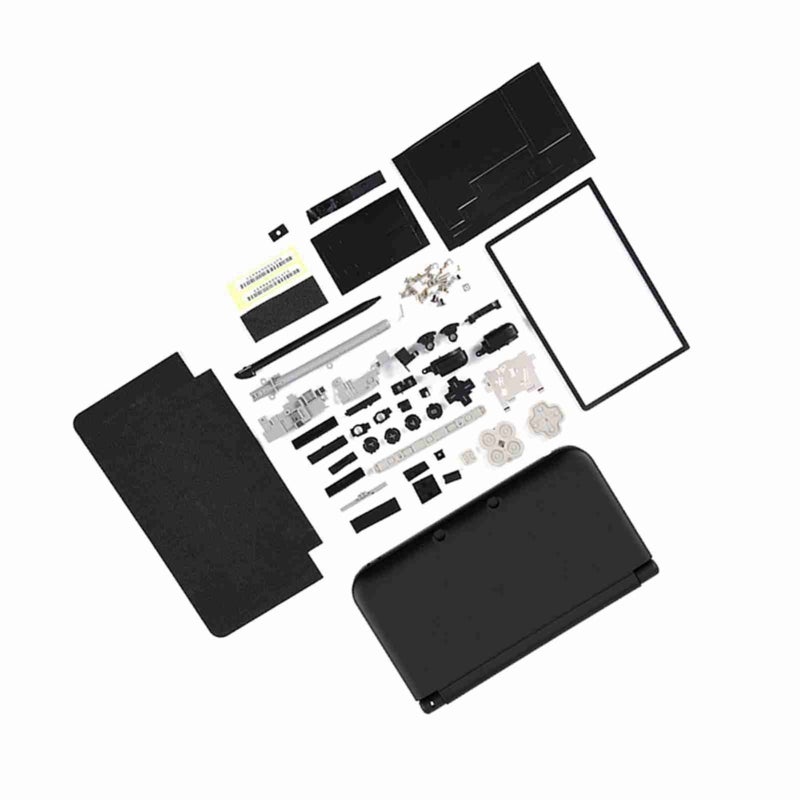 3DS XL Housing Case Cover: Black Superior Plastic Complete Replacement Kit - Durable Full Repair Parts Kit for Nintendo 3DS XL Console Repair - Image 1