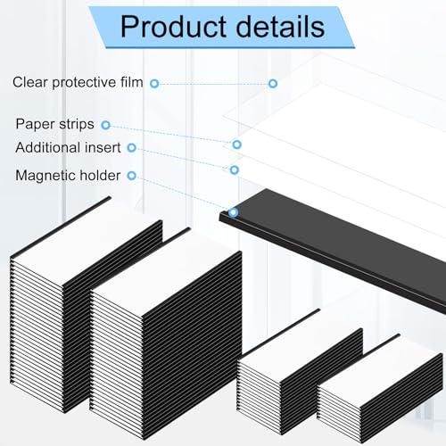 Resurhang 300 Pcs Large Magnetic Label Holder 4 x 2 Inch C Channel Magnetic Label with 300 Protective Film 600 Replacement Paper Strip Holder for Back to School Classroom Metal Rack Shelf Cabinet - Image 4