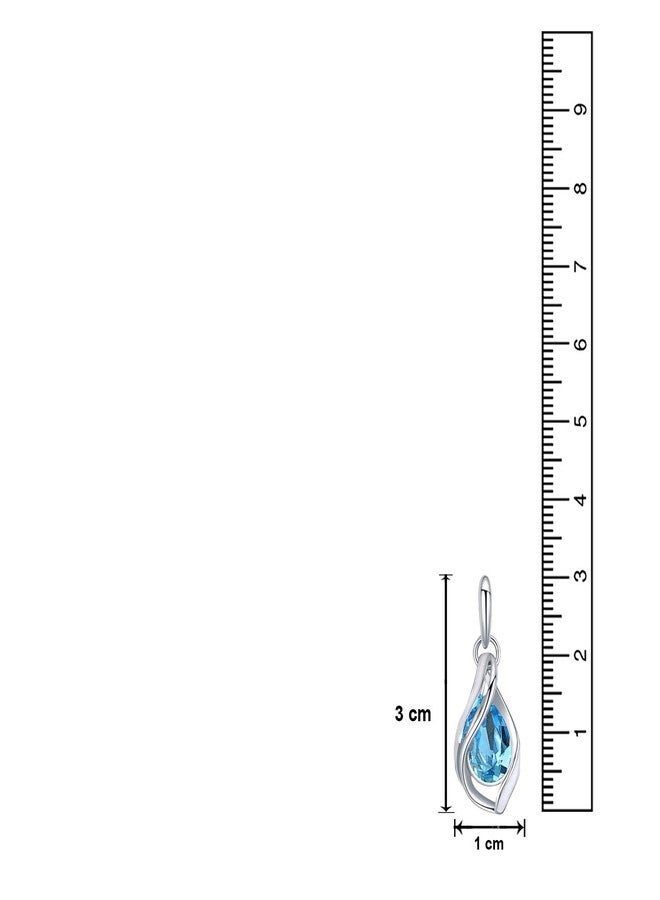 Mahi Rhodium Plated Majestic Water Drop Aqua Blue Earrings with Crystal Stones ER1193695RABlu - Image 3