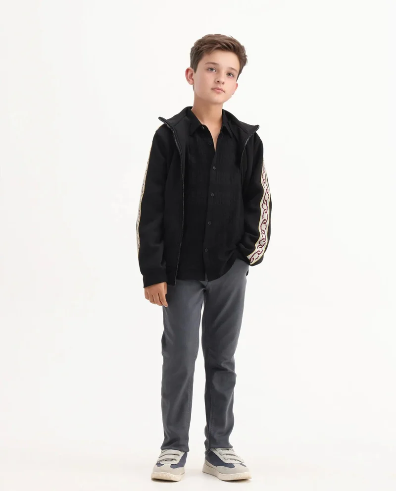Rare Ones Rare Ones Kids Kino-25 Grey Cotton Button Closure Regular Fit Jeans