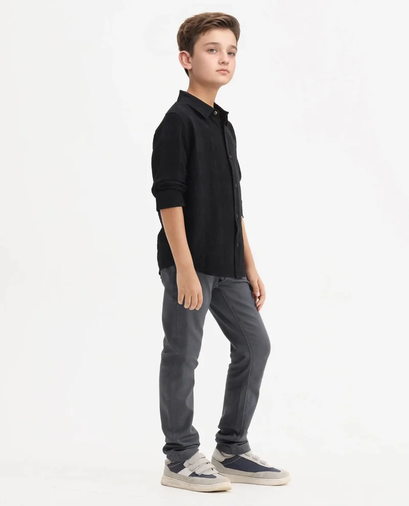 Rare Ones Rare Ones Kids Kino-25 Grey Cotton Button Closure Regular Fit Jeans