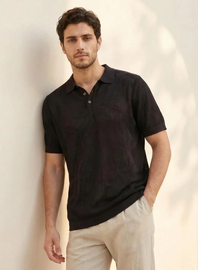 Iconic Iconic Short Sleeves Jacquard Polo T-shirt