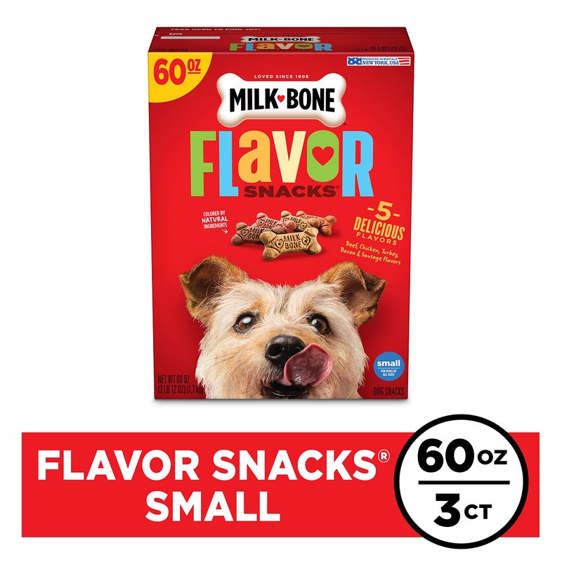 Milk-Bone Flavor Snacks Small Dog Biscuits, Flavored Crunchy Dog Treats, 60 Oz. Boxes (Pack of 3) - Image 2