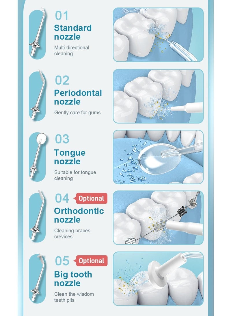DOSCHER Portable Water Dental Flosser For Teeth Cleaning Dental Oral Irrigator With 4 Modes Scalable 4 Jet Nozzles IPX7 Water Resistance 300ML - Image 3