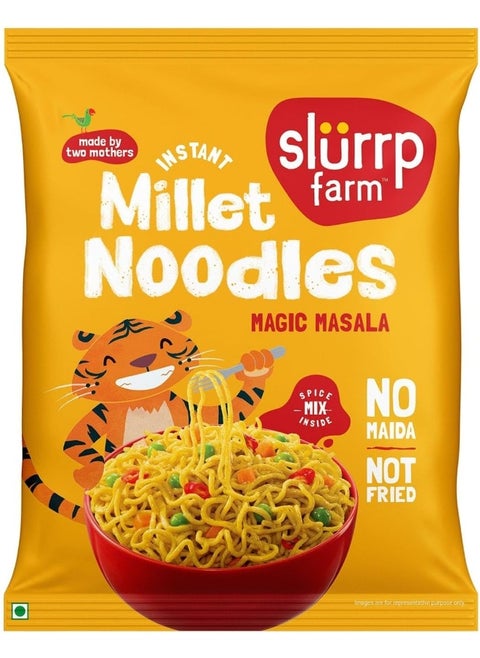 Slurrp Farm No White Flour, No MSG Instant Noodles | Magic Masala | Not Fried, Millet Noodles, 57 g