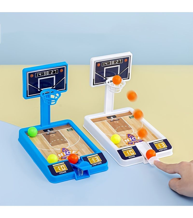 Blue Mini Finger Catapult Basketball Tabletop Toy Parent Child Interactive Game Kids Gift - Image 1