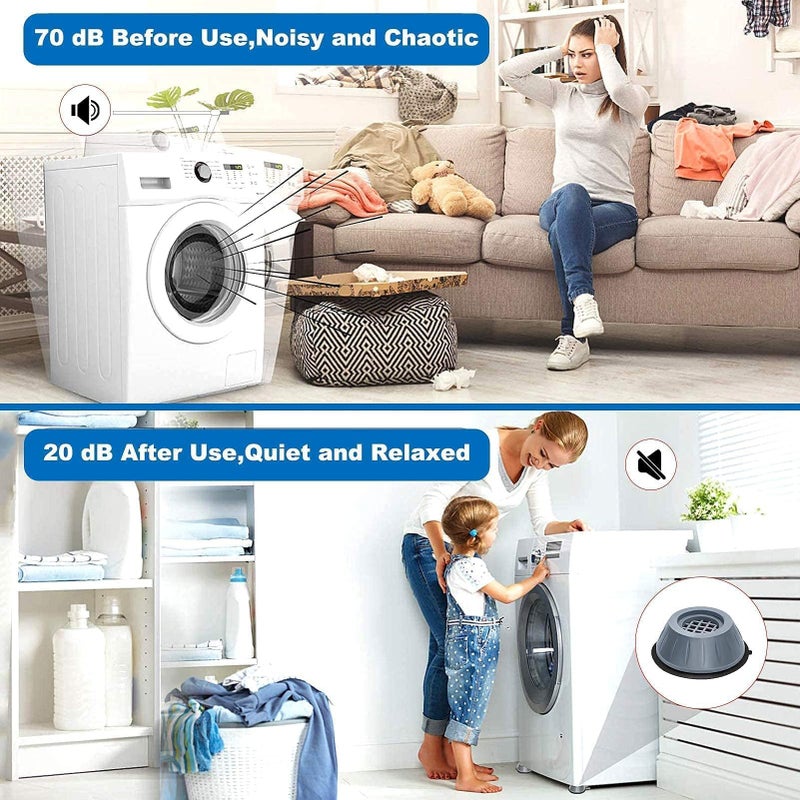 Dadop 4Pcs Anti Vibration Pads for Washing Machine and Dryer Shock and Noise Cancelling Washing Machine Support Prevent Moving Shaking Walking Universal Size - Image 2