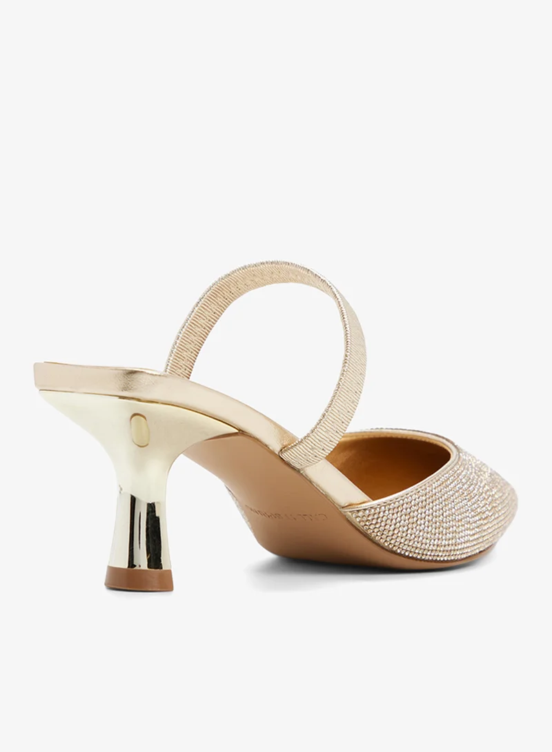 Call it Spring GOLD Zaydan Slingback Heeled Sandals for Women | Best Price UAE