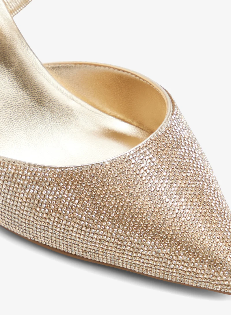 Call it Spring GOLD Zaydan Slingback Heeled Sandals for Women | Best Price UAE