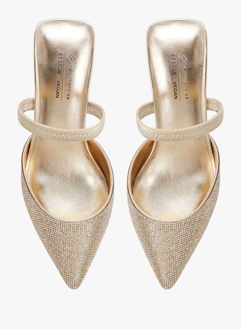 Call it Spring GOLD Zaydan Slingback Heeled Sandals for Women | Best Price UAE