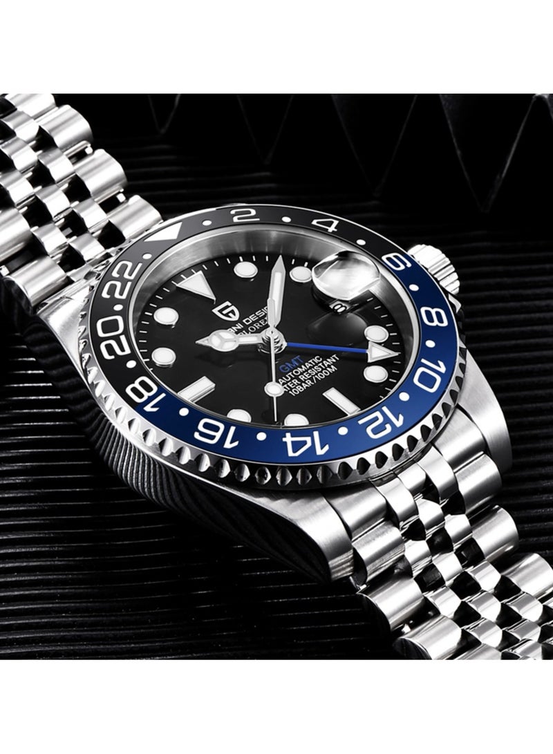 PAGANI DESIGN PD1662 Batgirl GMT Men’s Automatic Watch – 40mm Jubilee Bracelet - Image 2