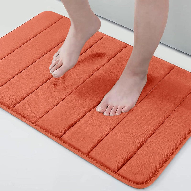 Buganda Memory Foam Bath Mat 24 x 16 Ultra Soft and NonSlip Bathroom Rugs Water Absorbent and Machine Washable Bath Rug for Bathroom Shower and Tub Coral - Image 2