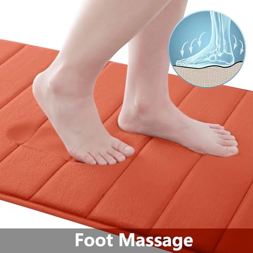 Buganda Memory Foam Bath Mat 24 x 16 Ultra Soft and NonSlip Bathroom Rugs Water Absorbent and Machine Washable Bath Rug for Bathroom Shower and Tub Coral - Image 3