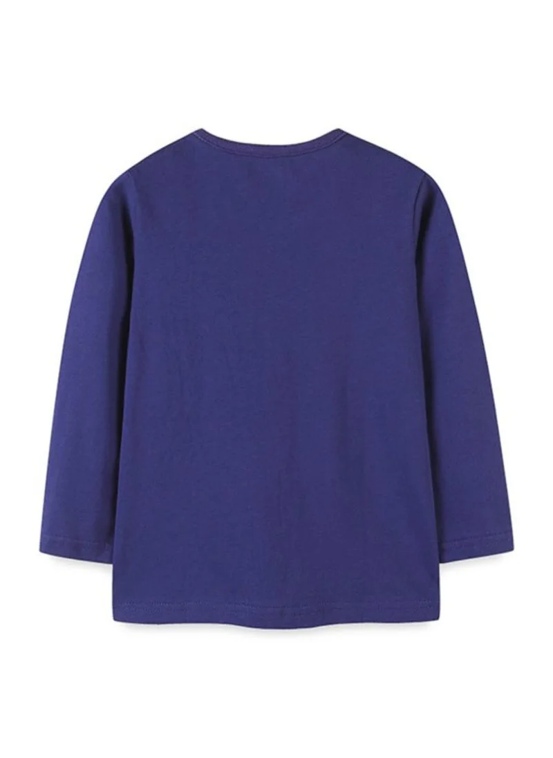 YUNIQEE Navy Blue Printed Round Neck Cotton T-shirt
