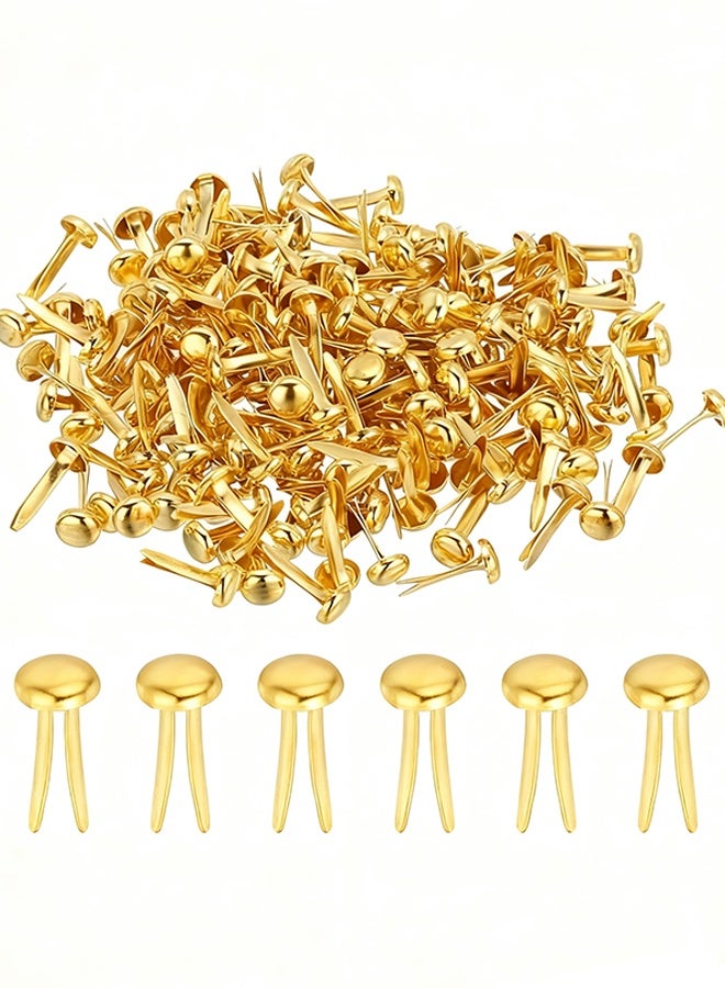 Happy D Metal Paper Fasteners,Split Pins, Metal Brads Split Pins, Mini Round Split Brads (Gold) - Image 1