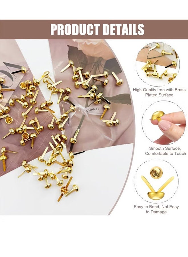 Happy D Metal Paper Fasteners,Split Pins, Metal Brads Split Pins, Mini Round Split Brads (Gold) - Image 4
