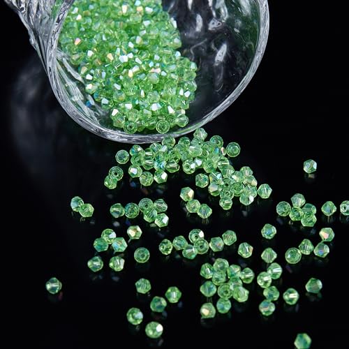 Laopottbeads 1100PCS 4mm Bicone Crystal Glass Beads for Jewelry Making, Sparkling Mini Beads for Suncatchers, DIY Bracelets & Craft Projects (Green) - Image 4