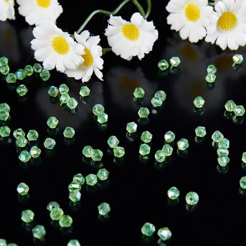 Laopottbeads 1100PCS 4mm Bicone Crystal Glass Beads for Jewelry Making, Sparkling Mini Beads for Suncatchers, DIY Bracelets & Craft Projects (Green) - Image 3