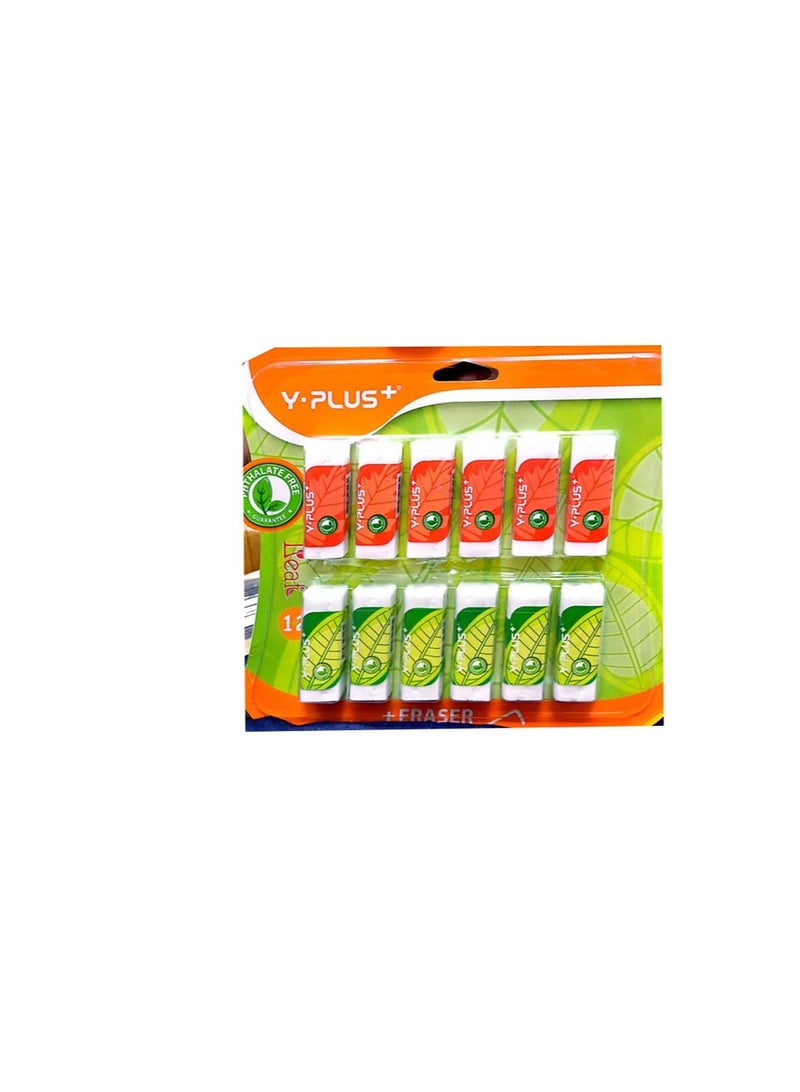 YPlus Y Plus+ 12-Pieces Eraser Set, White
