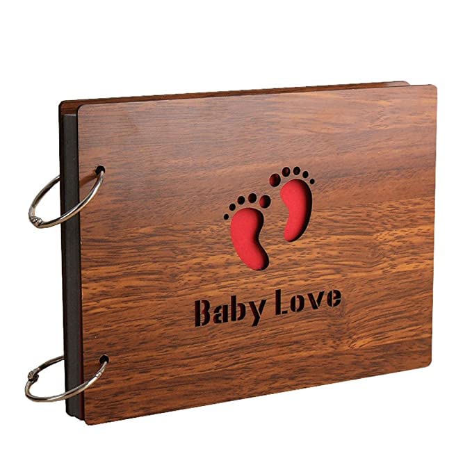 Decor1ders Wooden Scrapbook Photo Albums BabyLove Large Size 22x16 Cm Scrap Books for Memories 40 Black Papers Photo Album For Photos Collection Memory Scrapbook for Memories - Image 4