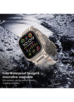 O Ozone Sports Liquid Silicone Rubber Band with Stainless Steel Adapter for Apple Watch Ultra 1/2 49mm 45mm 44mm 42mm Men, Durable Armor Designed Strap- Beige  - Image 5