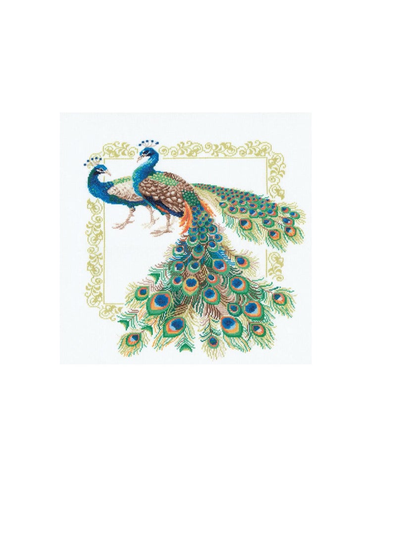 Cross Counted Cross Stitch Kit Peacocks 19in x 19in - Image 2