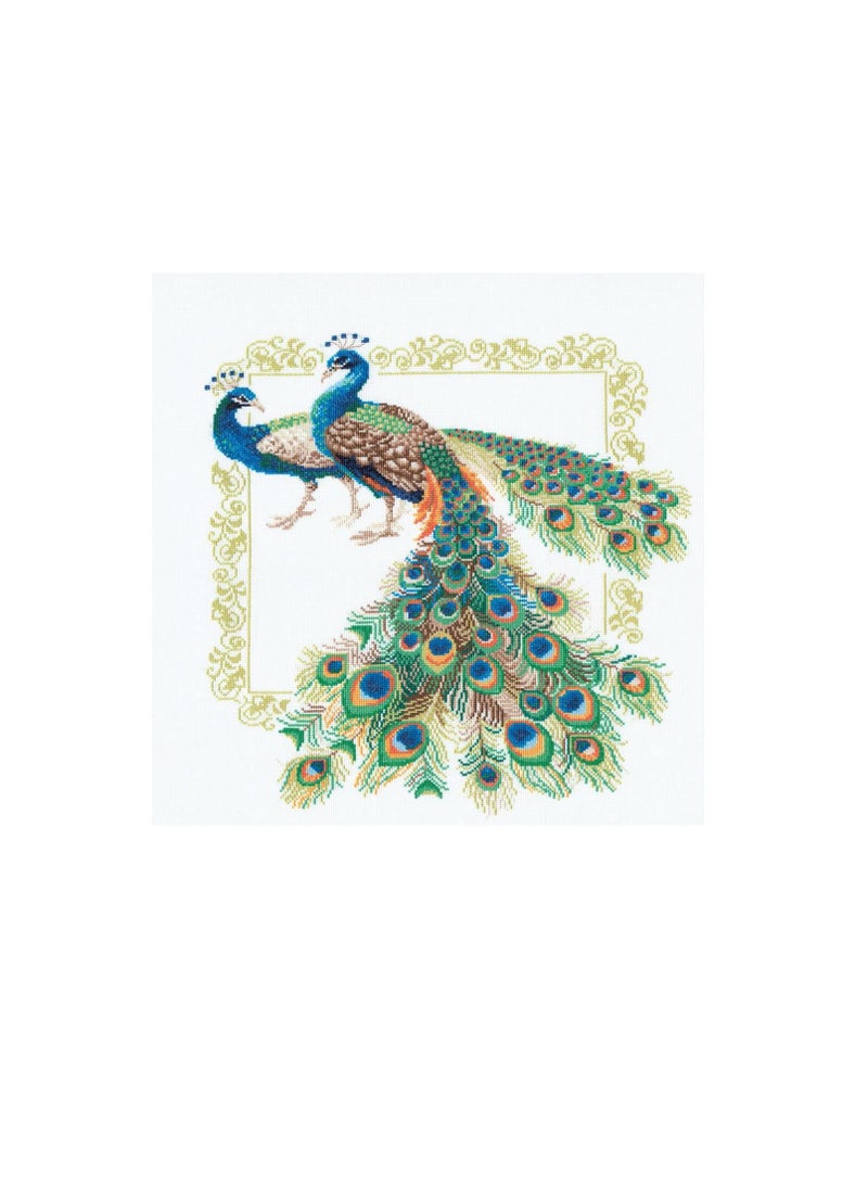 Cross Counted Cross Stitch Kit Peacocks 19in x 19in - Image 3