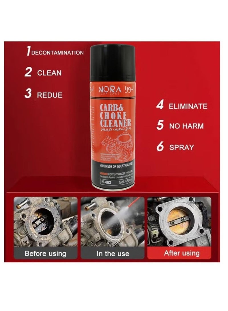 نورا منظف ​​المكربن ​​والخنق من نورا، 450 مل، N-403، منظف قوي للمكربنات والخنق والصمامات وأجسام الخانق - Image 3