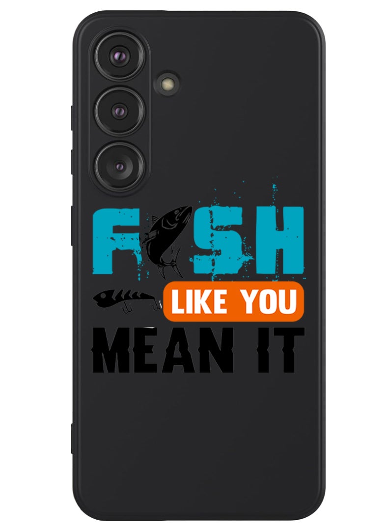 Theodor Protective Slim Fit Case Liquid Silicone Cover with Full Body Protection Anti-Scratch Shockproof Case For Samsung Galaxy S24 Plus (Black) - Fish like u mean it Black - Image 1