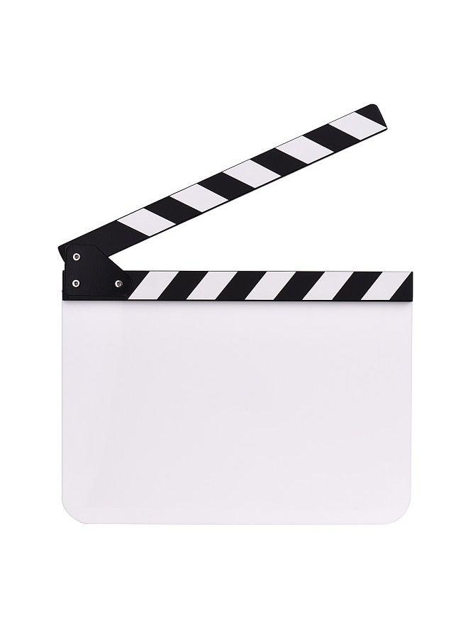 Generic لوح تصفيق من الأكريليك مقاس 30*24 سم/ 12*9 بوصة، لوح تصفيق لمخرجي الأفلام مقطوع من الأردواز، لوح تصفيق فارغ قابل للمسح الجاف مع أعواد بيضاء وسوداء  - Image 1