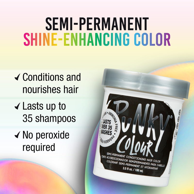 Punky Ebony Semi Permanent Hair Color - Vegan & Cruelty-Free Conditioning Hair Dye, Lasts Up to 35 Washes, 3.5 fl oz - Image 2