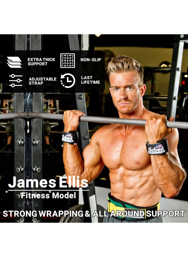 Schiek Sports Model 1100-WS Extra-Wide Wrist Straps - Black - Image 2