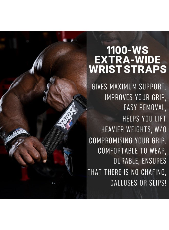 Schiek Sports Model 1100-WS Extra-Wide Wrist Straps - Black - Image 5