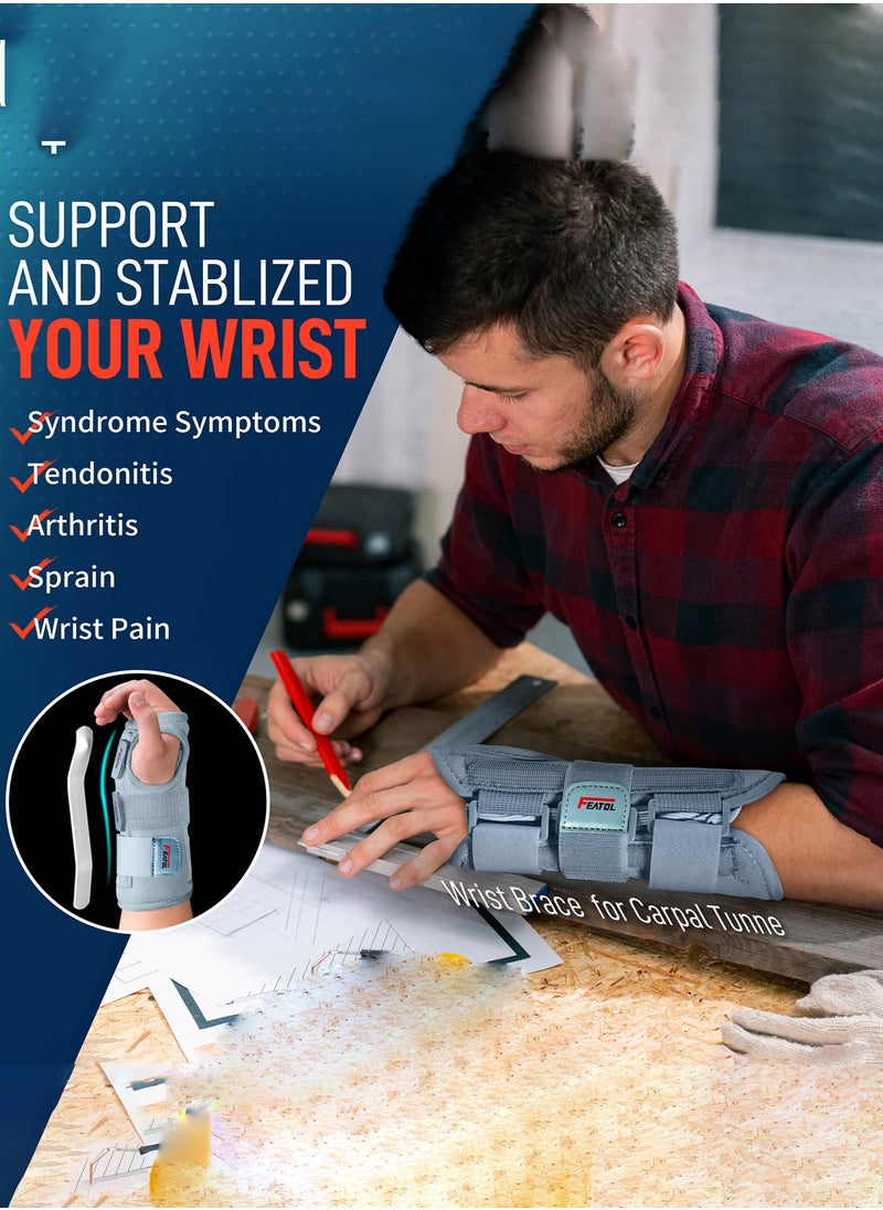 FEATOL Carpal Tunnel Wrist Brace | Night Sleep Support Brace, Removable Metal Wrist Splint- Hot/Ice Pack, Left Hand, Small/Medium, Adjustable Hand Brace for Men, Women, Relieve and Treat Wrist Pain  - Image 4