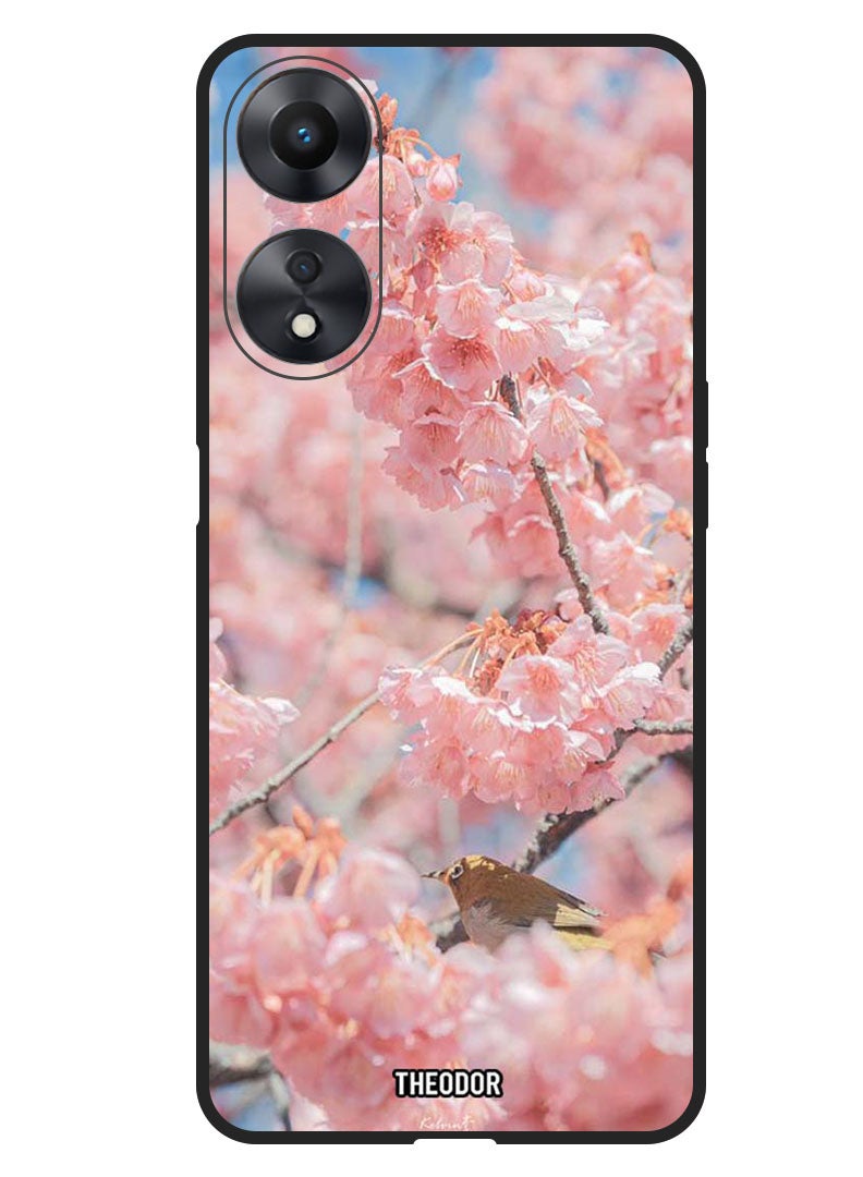 Theodor Protective Case Anti Scratch Shock Proof Bumper Cover For Oppo A1 5G Pink flowers - Image 1