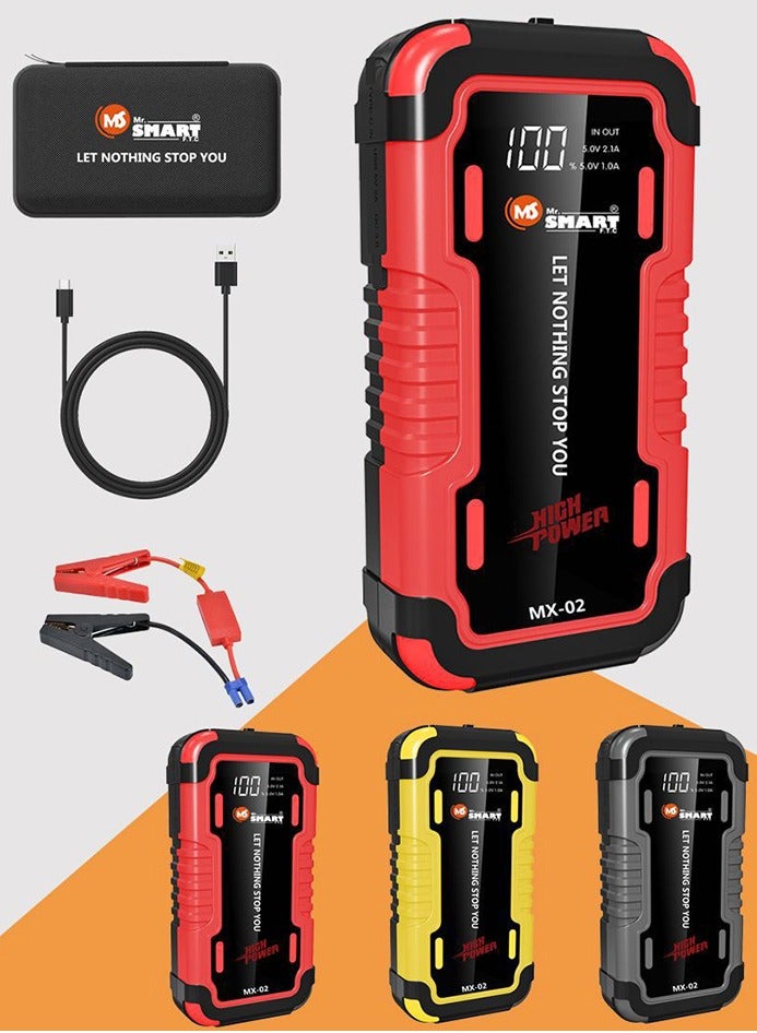MR.SMART Mr Smart MX-02 Car Jump Starter, 12V 8000mAh, 3-in-1 Power Bank with LED Light, Red and Black - Image 5