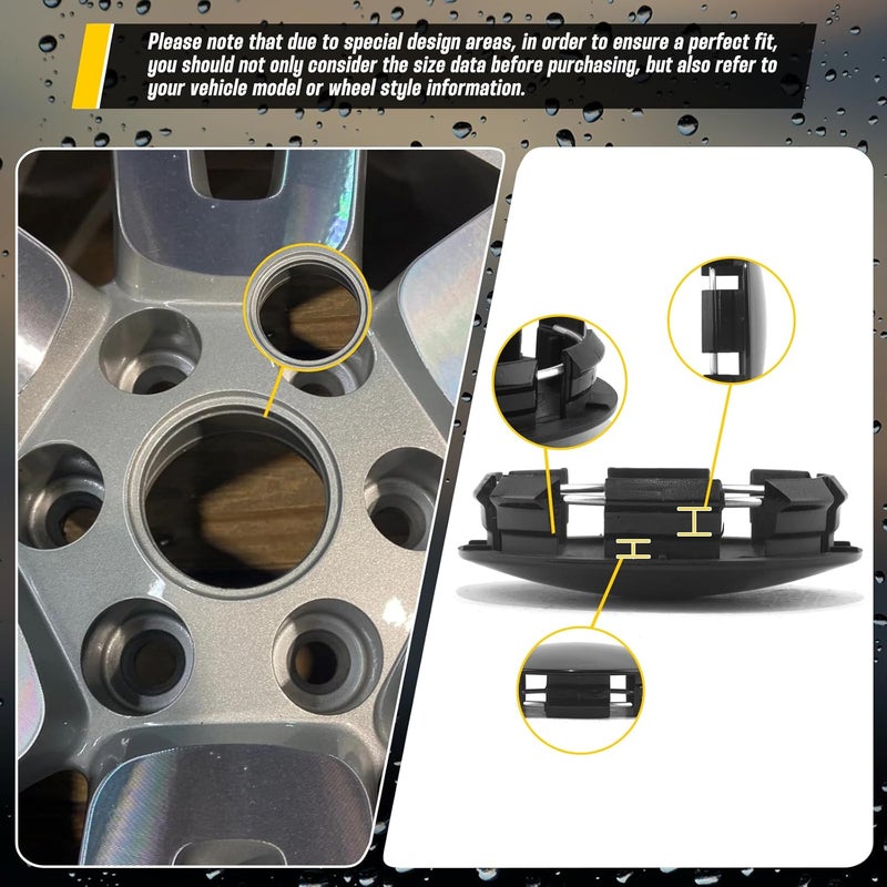 DewFlew 4 قطع أغطية مركز العجلات لسيارة فورد F150 إكسبيديشن، قطر خارجي 76 ملم (2.99 بوصة)، قطر داخلي 65 ملم (2.57 بوصة)، أ��طية مركزية لامعة باللون الأسود، بديل 2L34-1130 2L34-1A096 7L14-1A096 - Image 4