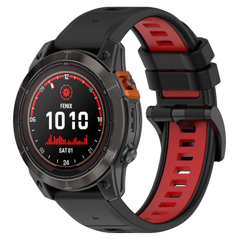 S-TOP For Garmin Fenix 7 Solar Sports Two-Color 22mm Silicone Watch Band(Black+Red) - Image 1