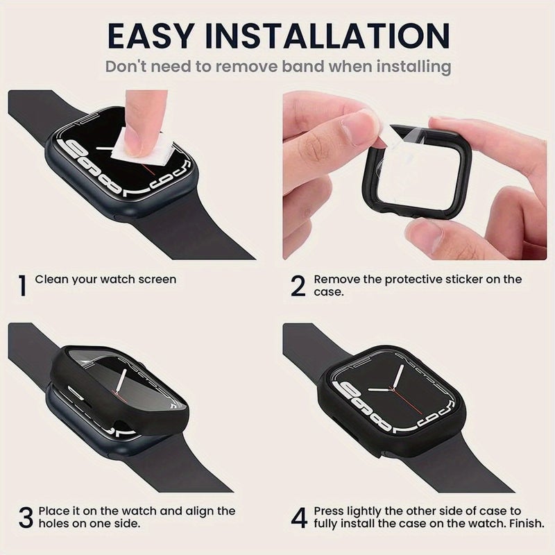 لـ IWatch 6 5 4 SE 44mm 2 شفاف + 1 أسود أغطية حماية مع واقي شاشة من الزجاج المقسّى فائق النحافة وخفيف الوزن ومحكم الملاءمة - Image 2