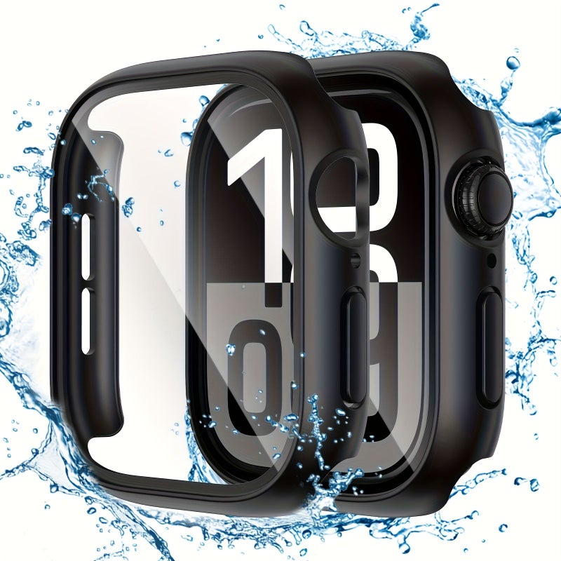 لـ IWatch 6 5 4 SE 44mm 2 شفاف + 1 أسود أغطية حماية مع واقي شاشة من الزجاج المقسّى فائق النحافة وخفيف الوزن ومحكم الملاءمة - Image 5