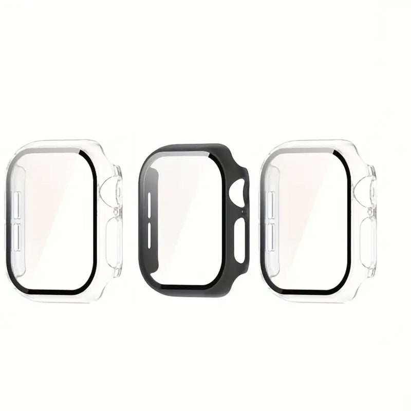 لـ IWatch 6 5 4 SE 44mm 2 شفاف + 1 أسود أغطية حماية مع واقي شاشة من الزجاج المقسّى فائق النحافة وخفيف الوزن ومحكم الملاءمة - Image 3