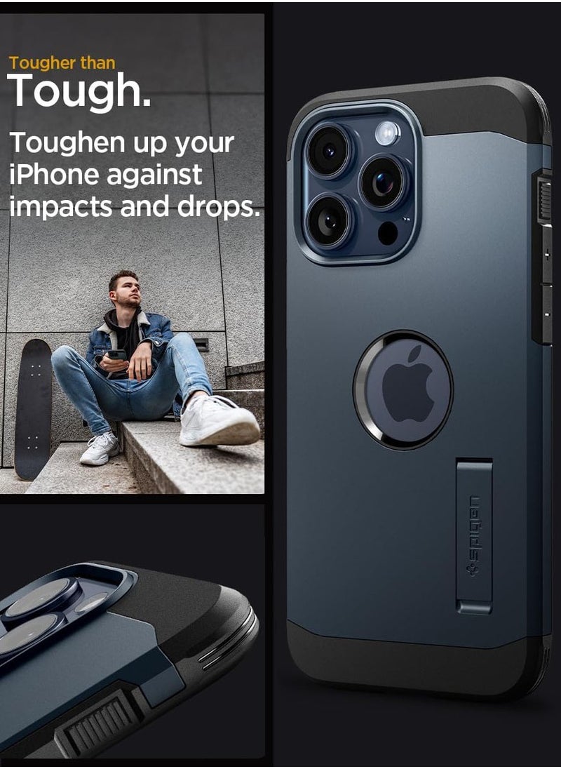 Spigen - Tough Armor MagFit for iPhone 15 Pro Case Cover with MagSafe - Metal Slate - Image 1