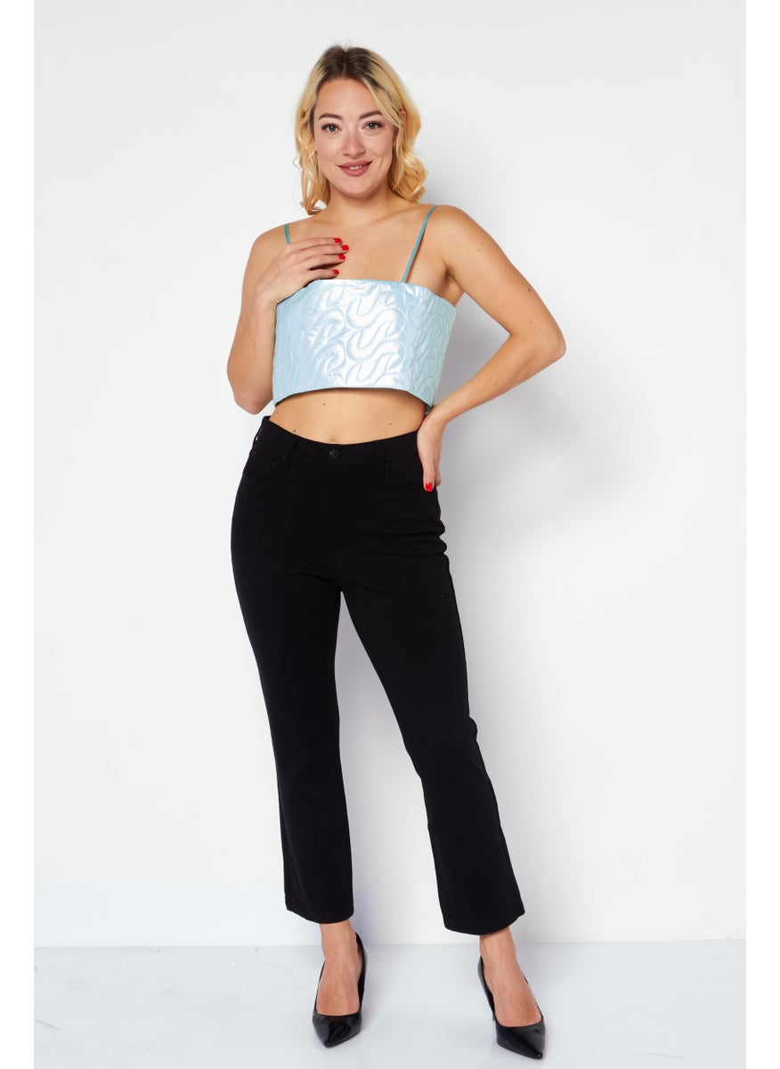 Annorlunda - Women Square Neck Sleeveless Quilted Top, Light Blue - Image 1