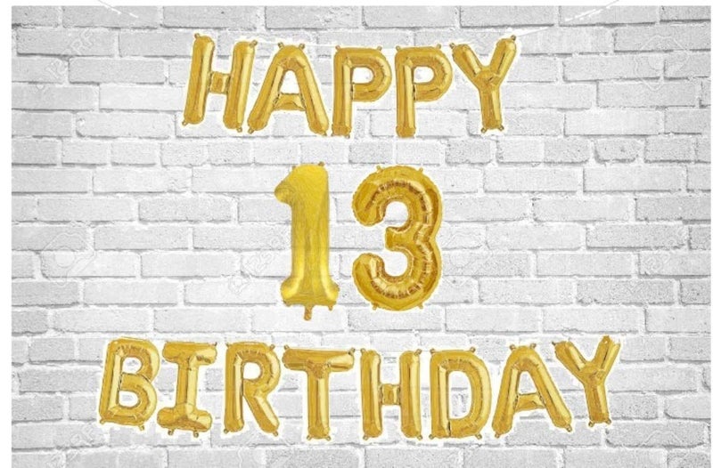 Balloonistics Happy Birthday Letter Golden Foil Balloons and Number Golden Foil Balloon for Party Decoration (Number 13) - Image 5