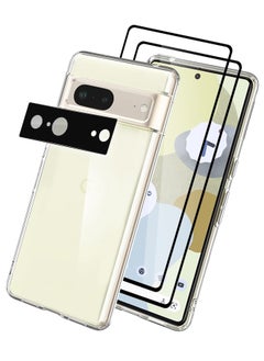 CATANES 4 Packs For Google Pixel 7 TPU Case and 2 Screen Protectors and Camera Lens Protector Clear Anti-Yellowing Transparent Shockproof Protective Phone Case Scratch Resistant Cover  - Image 2