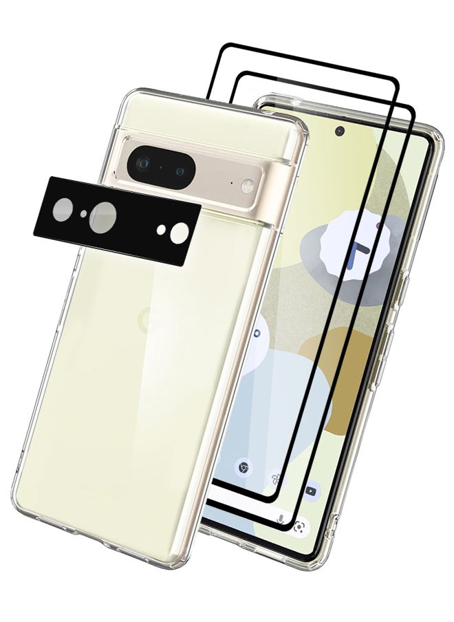 CATANES 4 Packs For Google Pixel 7 TPU Case and 2 Screen Protectors and Camera Lens Protector Clear Anti-Yellowing Transparent Shockproof Protective Phone Case Scratch Resistant Cover  - Image 2